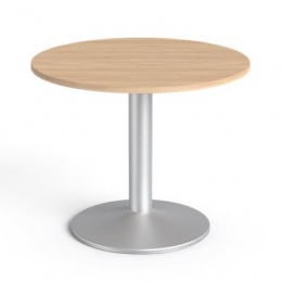 Tárgyalóasztal, kör, szürke fémlábbal, O 90 cm, MAYAH "Freedom SV-58",  tölgy